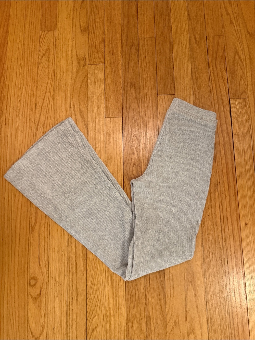 Aerie Flare Leg Gray Ribbed Velour Leggings XS